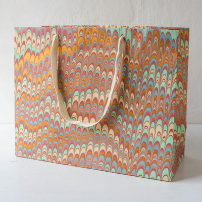 Hand Marbled Printed Paper Gift Bag - Bouquet