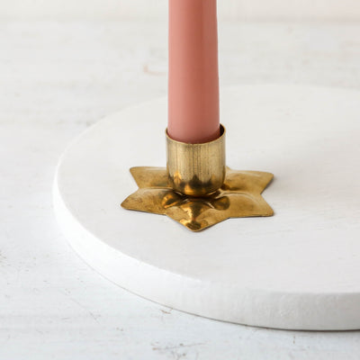 'Gloria Star' Brass Dinner Candle Holder