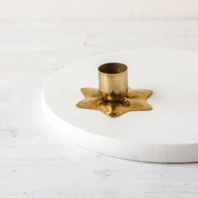 'Gloria Star' Brass Dinner Candle Holder