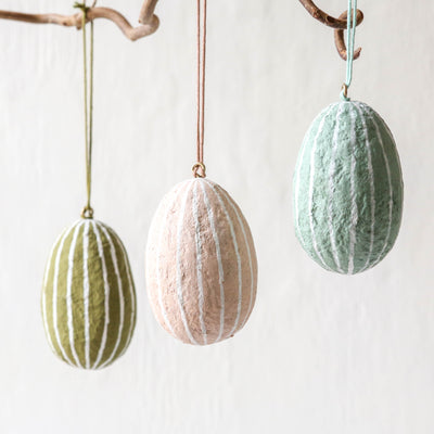 Cotton Mache Egg Decoration - Striped