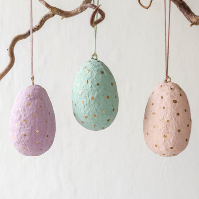 Cotton Mache Egg Decoration - Dot