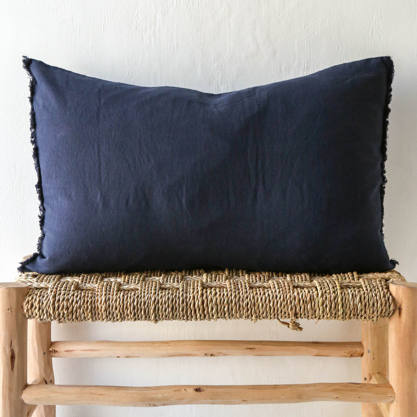 Oblong Linen Cotton Cushion Cover - Navy