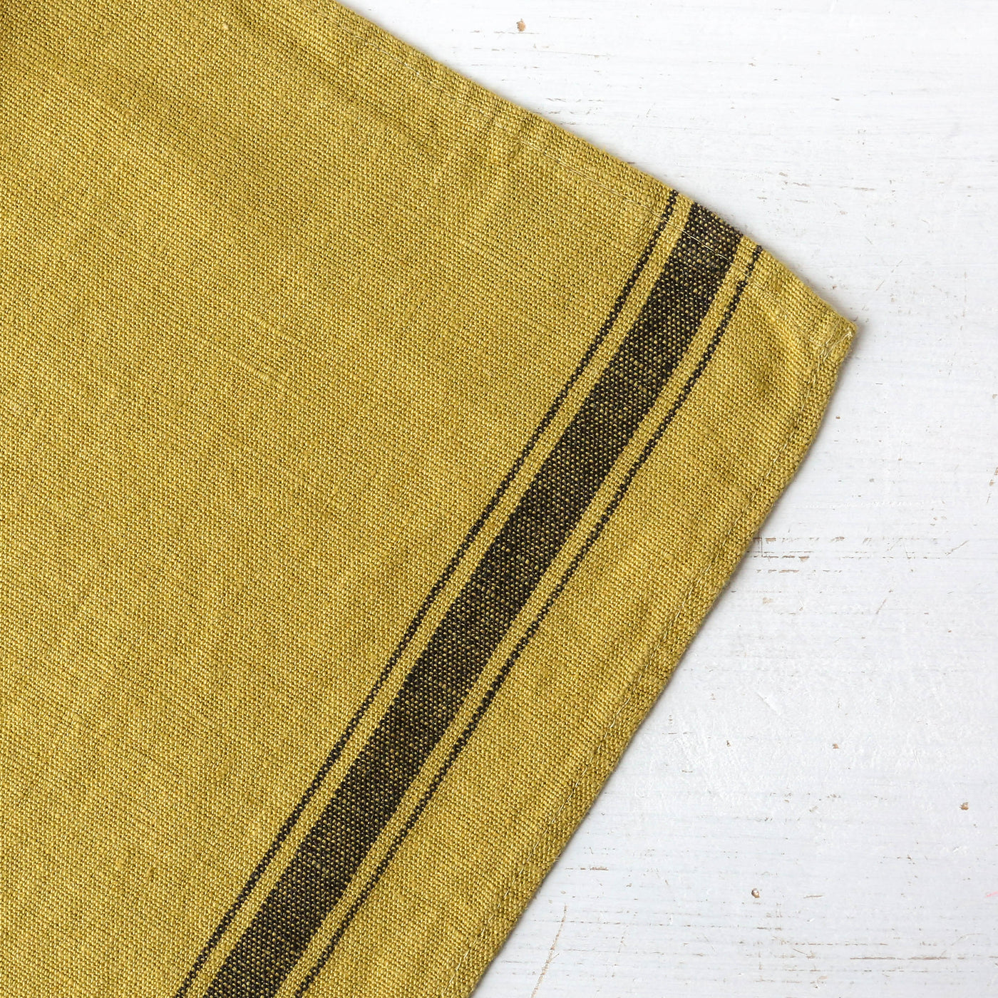 Washed Linen Stripe Tea Towel - Citrus