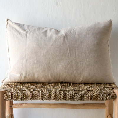 Oblong Linen Cotton Cushion Cover - Natural