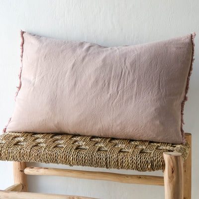 Oblong Linen Cotton Cushion Cover - Pink