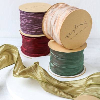 10m Roll of Wired Crushed Satin Ribbon