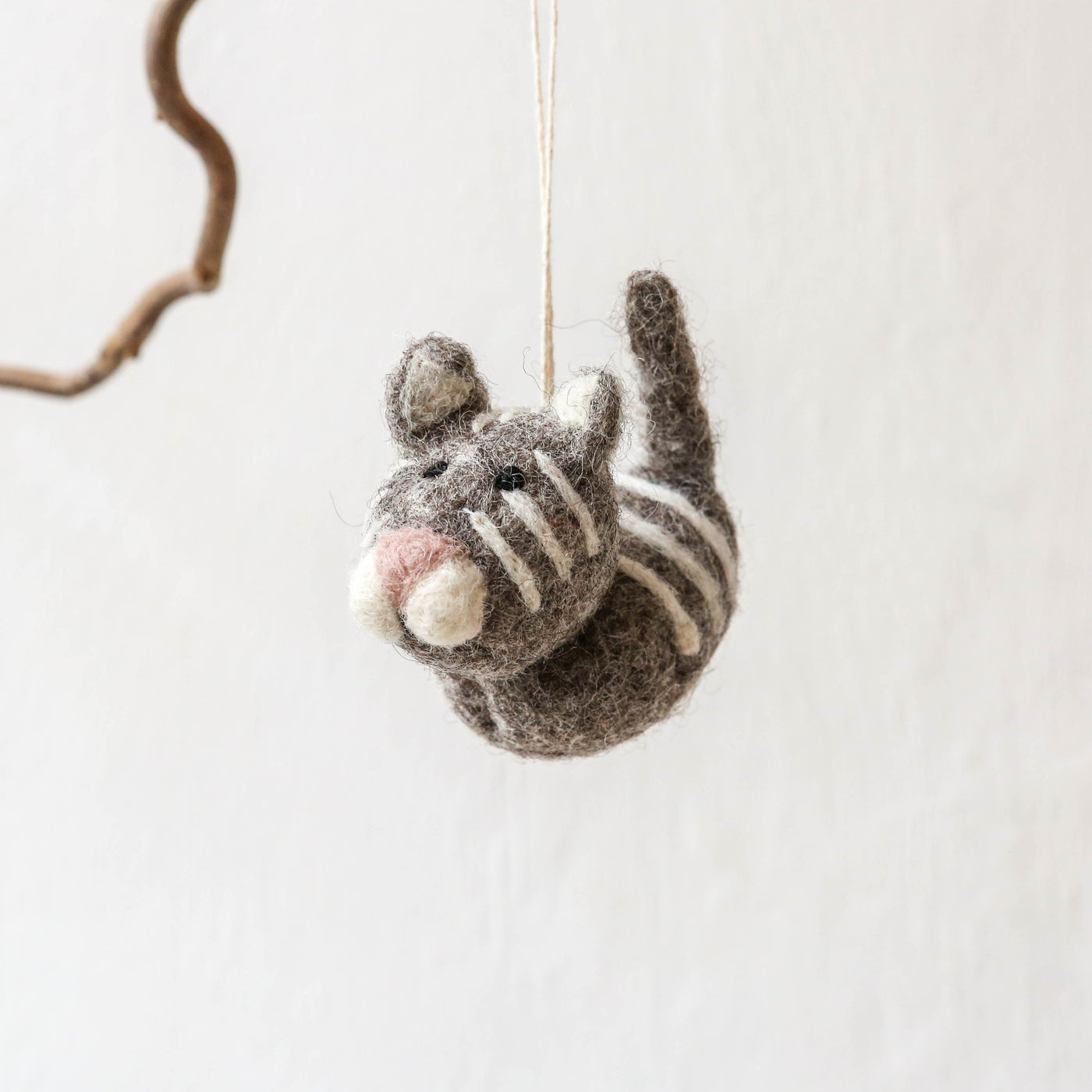 Felt Cat Hanging Decoration - Grey