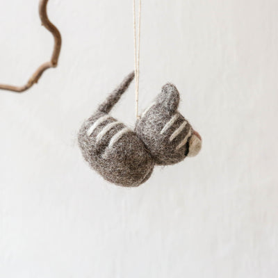 Felt Cat Hanging Decoration - Grey