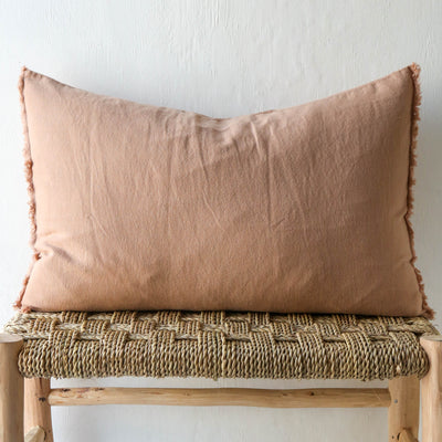 Oblong Linen Cotton Cushion Cover - Cinnamon