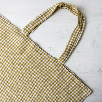 Washed Linen Sloppy Shoulder Bag - Citrus Check