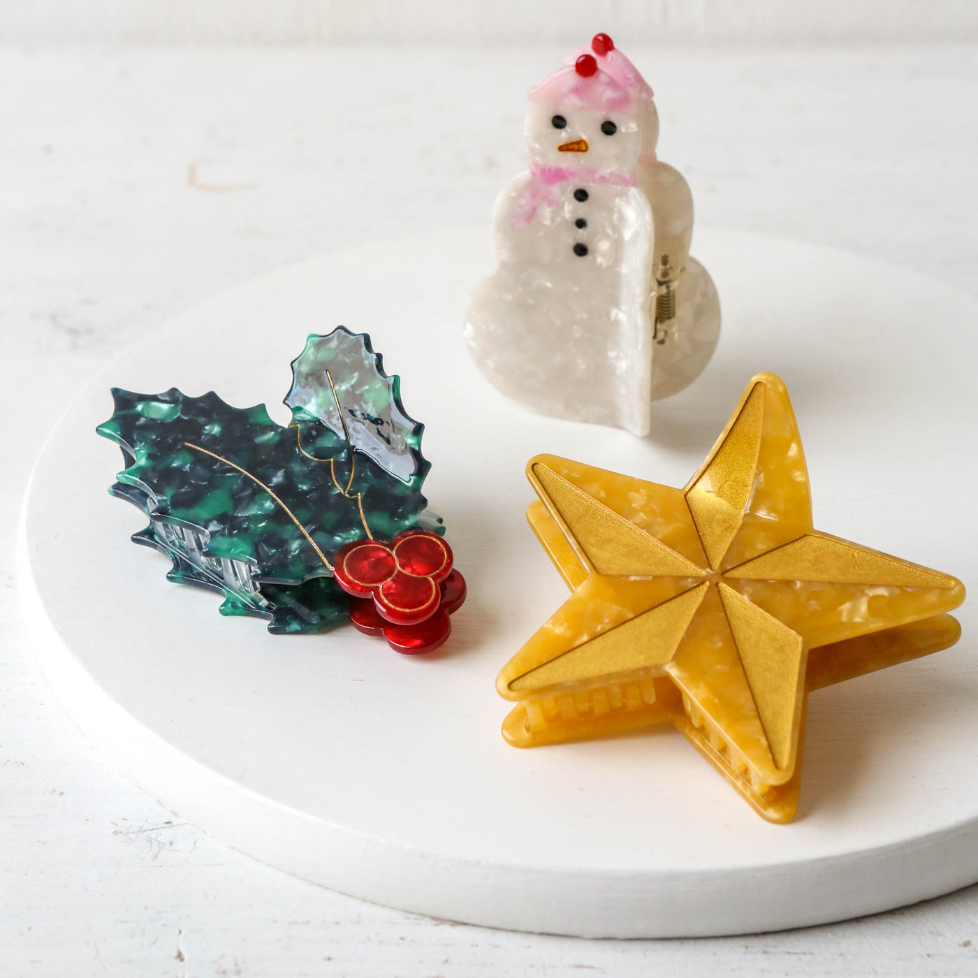 Hand Painted Cellulose Hair Claw - Faceted Star