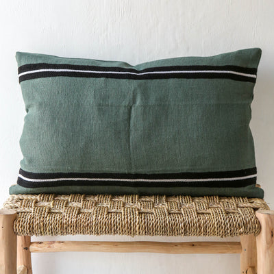 Oblong Embroidered Stripe Linen Cushion Cover - Pigeon