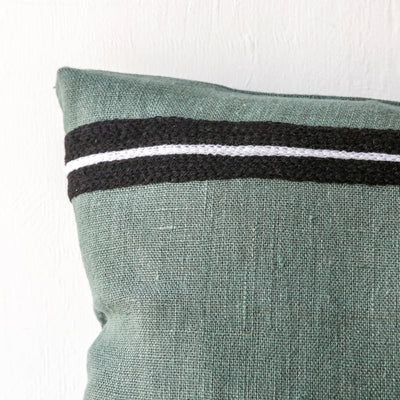 Oblong Embroidered Stripe Linen Cushion Cover - Pigeon