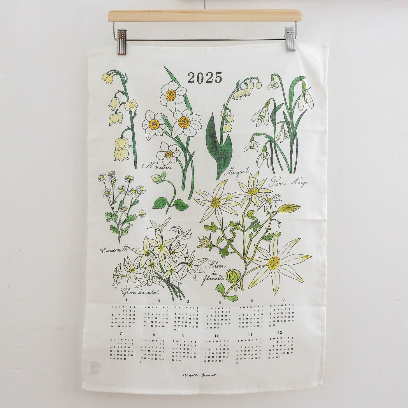 2025 Calendar Cloth - White Flowers