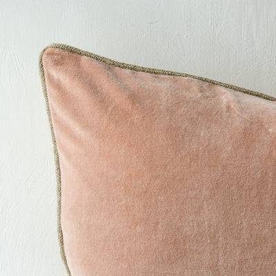 Oblong Piped Velvet Cushion Cover - Nude