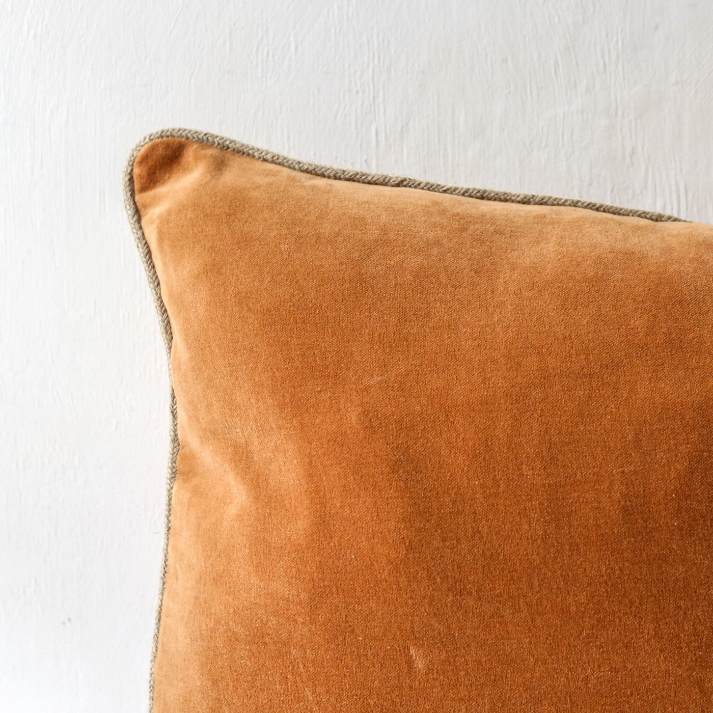 Oblong Piped Velvet Cushion Cover - Caramel