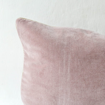 Oblong Piped Velvet Cushion Cover - Blush