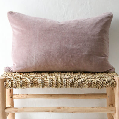 Oblong Piped Velvet Cushion Cover - Blush