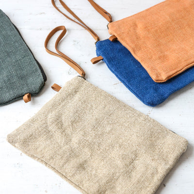 Soft Jute Pouch with Zip Pull