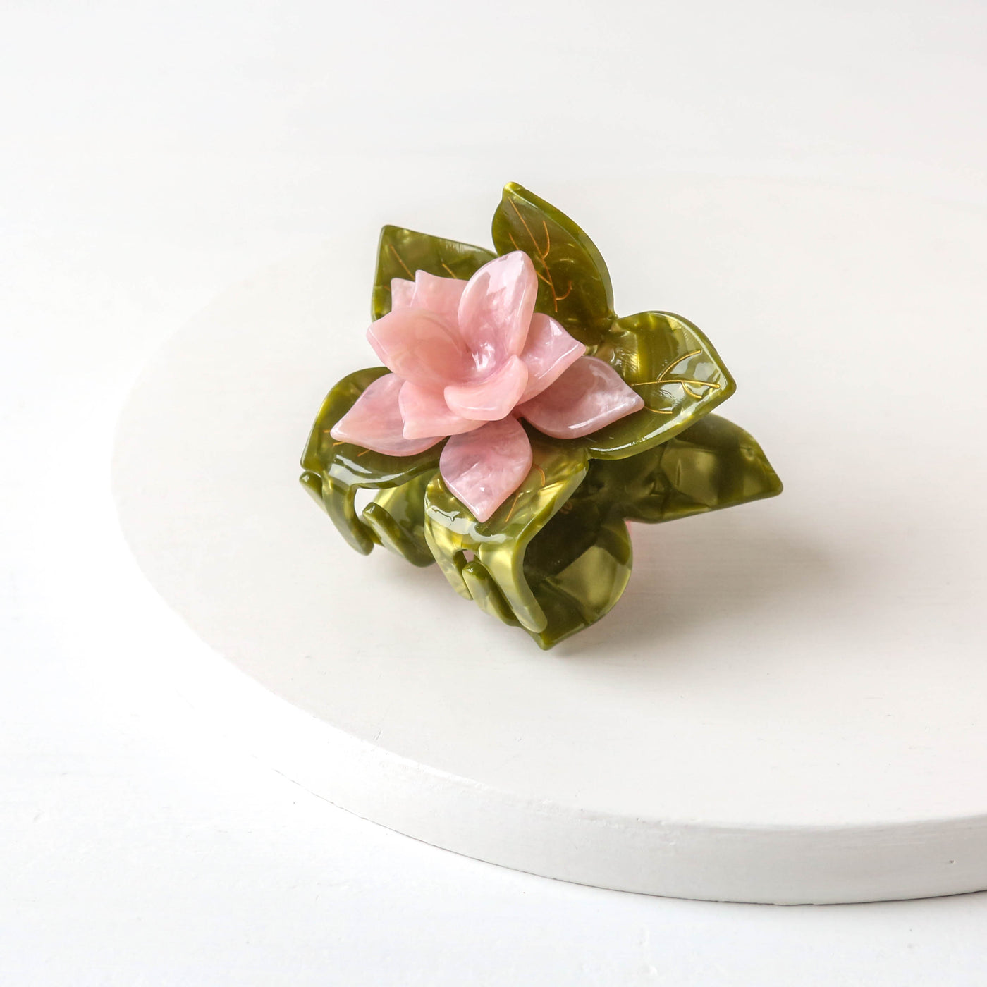 Hand Painted Cellulose Hair Claw - Origami Magnolia