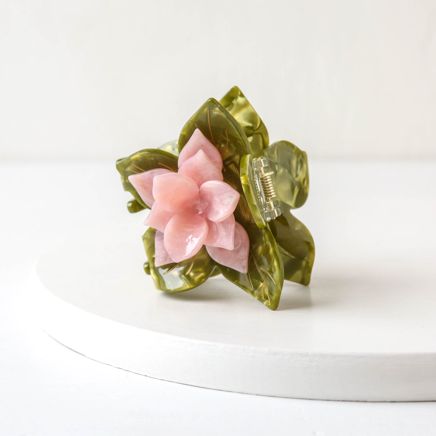 Hand Painted Cellulose Hair Claw - Origami Magnolia