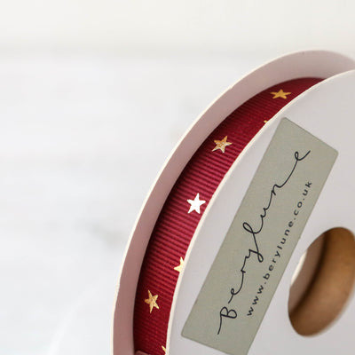 Gold Star Grosgrain Ribbon - 20m Roll