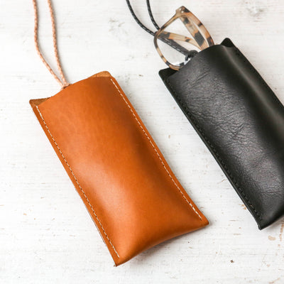 Hand Made Corded Leather Glasses Case