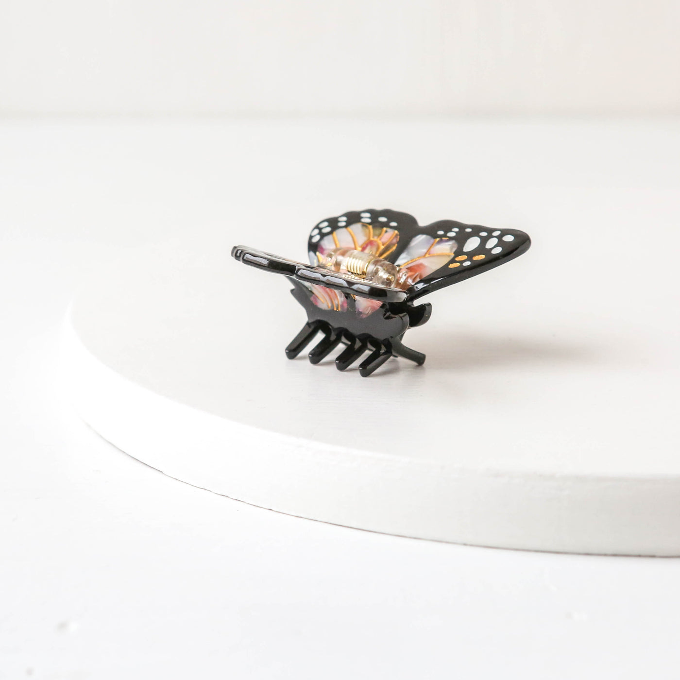 Hand Painted Cellulose Hair Claw - Mini Monarch Butterfly Tortoise