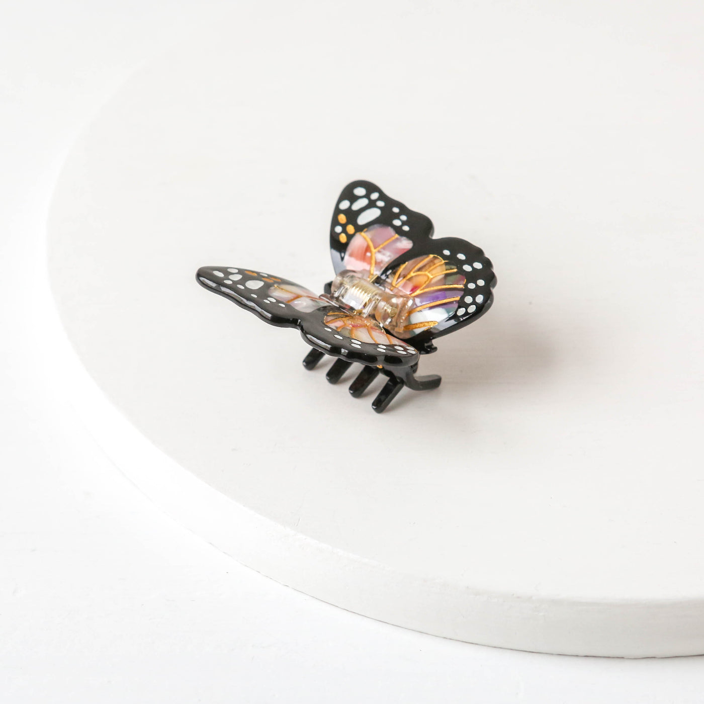 Hand Painted Cellulose Hair Claw - Mini Monarch Butterfly Tortoise