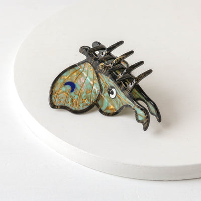 Hand Painted Cellulose Hair Claw - Luna Moth