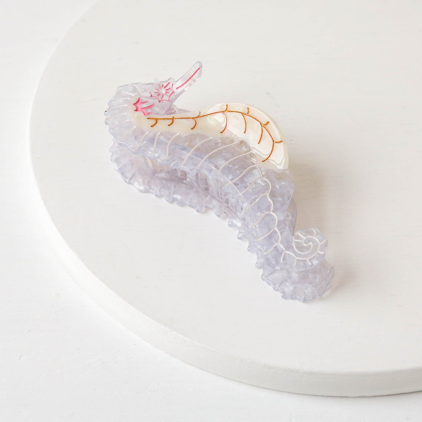 Hand Painted Cellulose Hair Claw - Seahorse