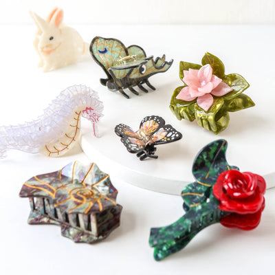 Hand Painted Cellulose Hair Claw - Seahorse