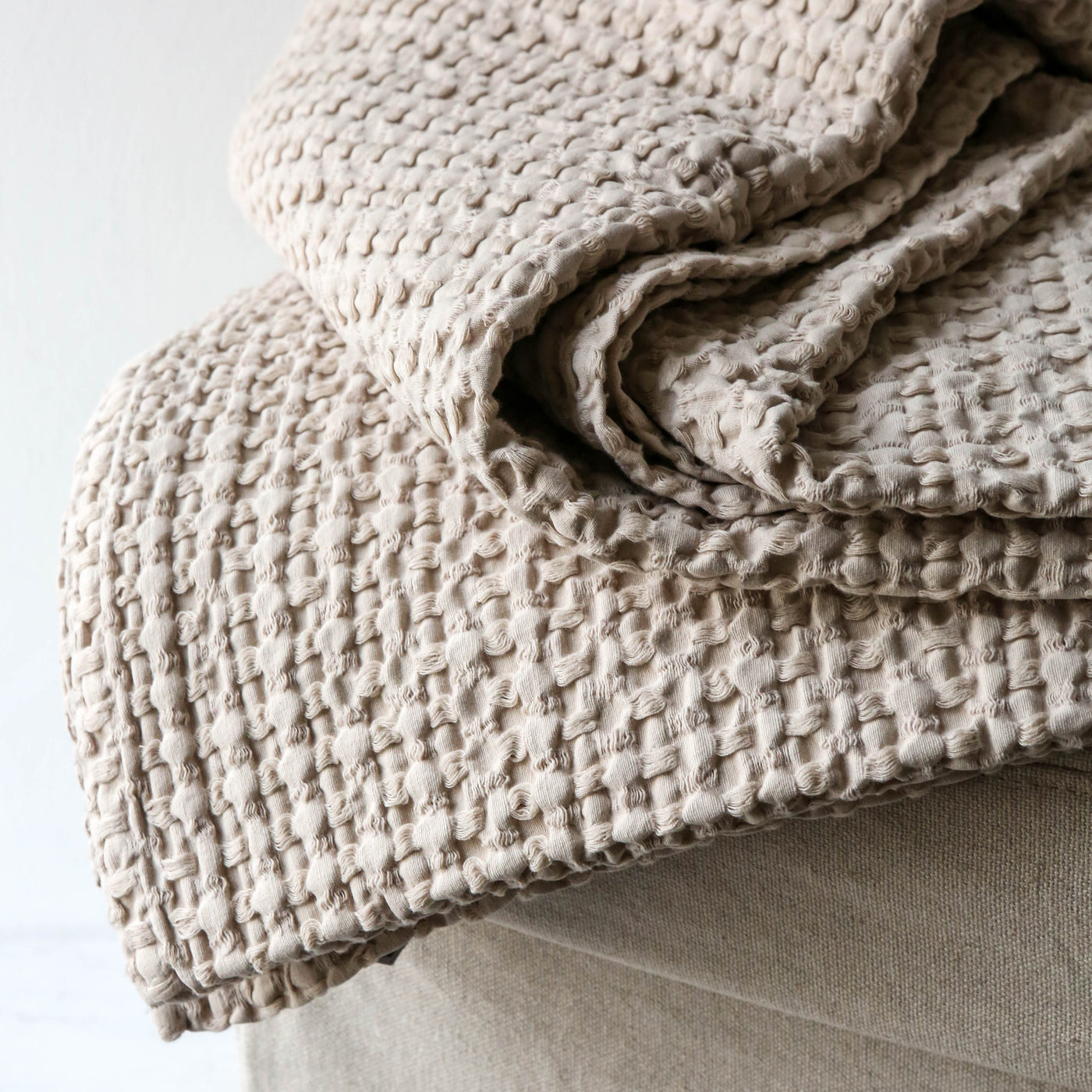 260cm Waffle Cotton Throw - Natural