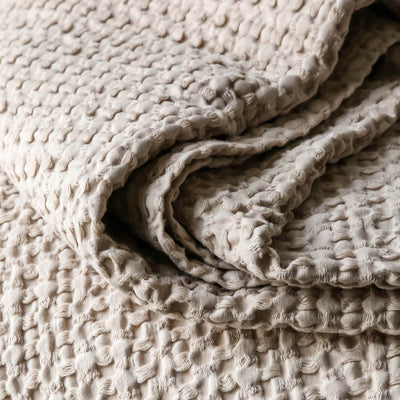 260cm Waffle Cotton Throw - Natural