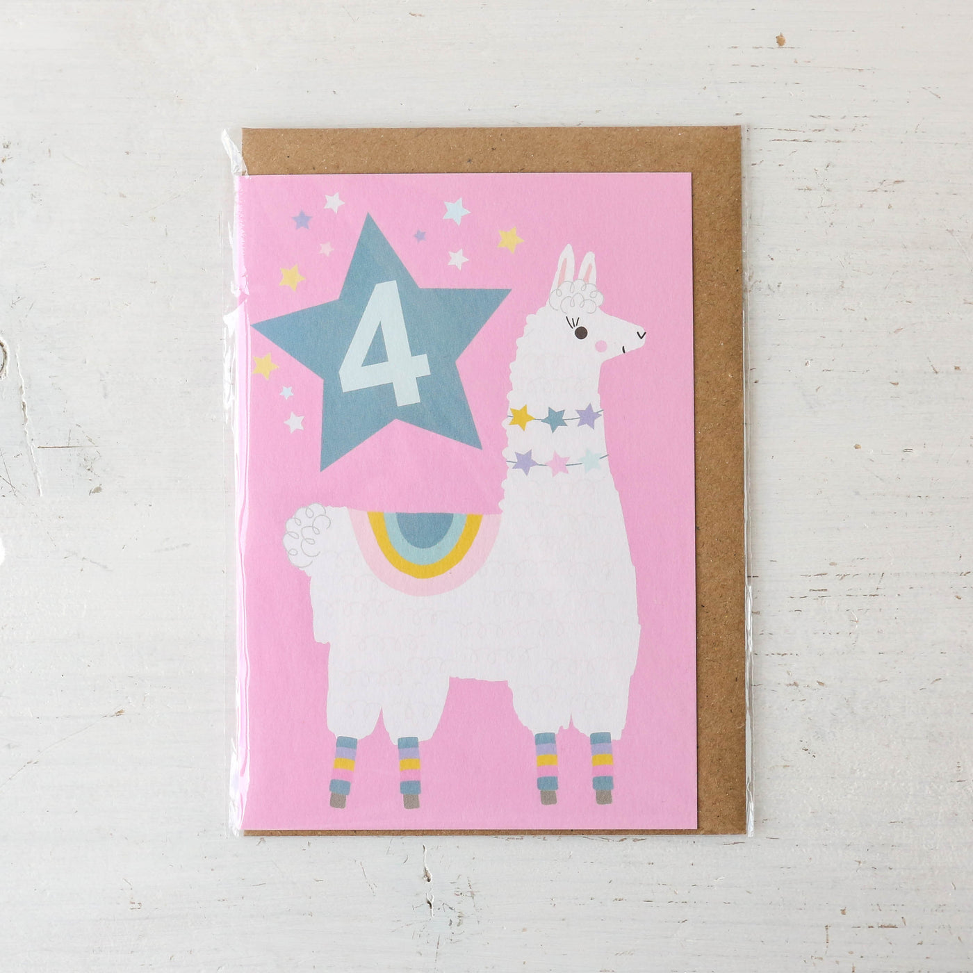 Age 4 Llama Birthday Card