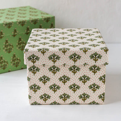 Cubic Covered Storage Box in Samira Ming - Small