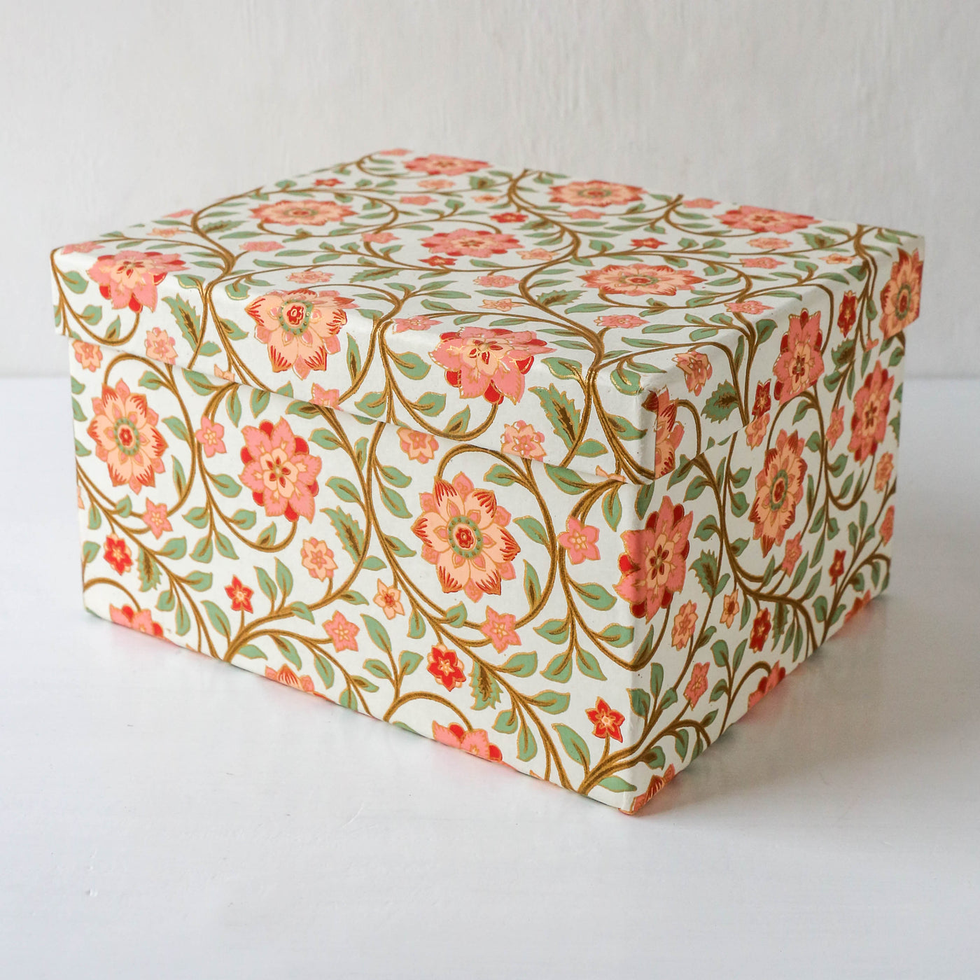 Oblong Covered Storage Box in Roja Ming - Large