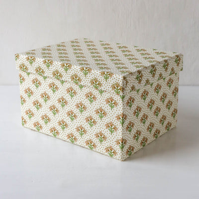 Oblong Covered Storage Box in Roja Ming - Medium