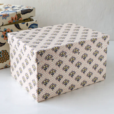 Oblong Covered Storage Box in Divya Azur - Medium