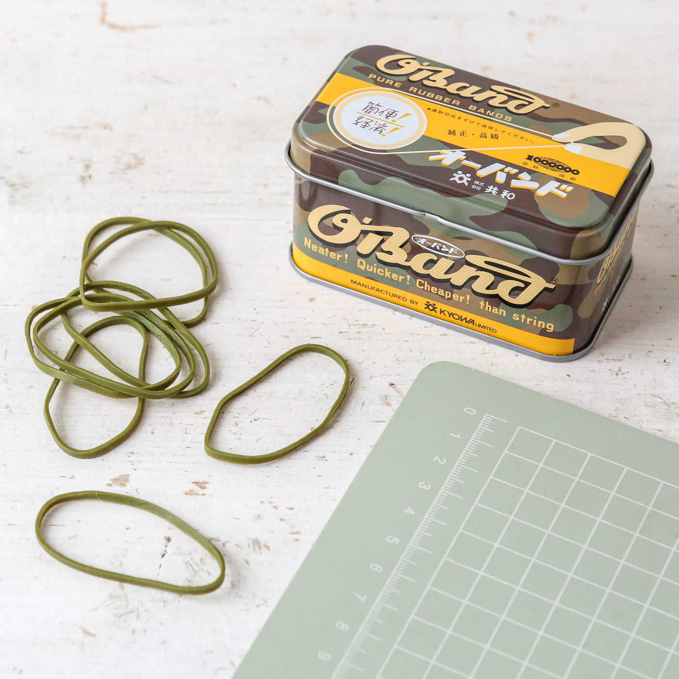 Tin of Rubber Bands - Camouflage Green