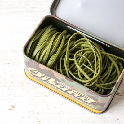 Tin of Rubber Bands - Camouflage Green