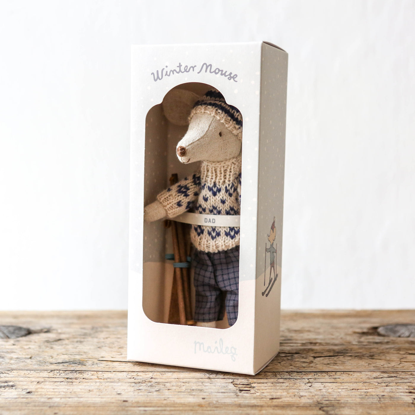 NEW Winter Mice With Ski Set & Hat - Father Mouse Blue