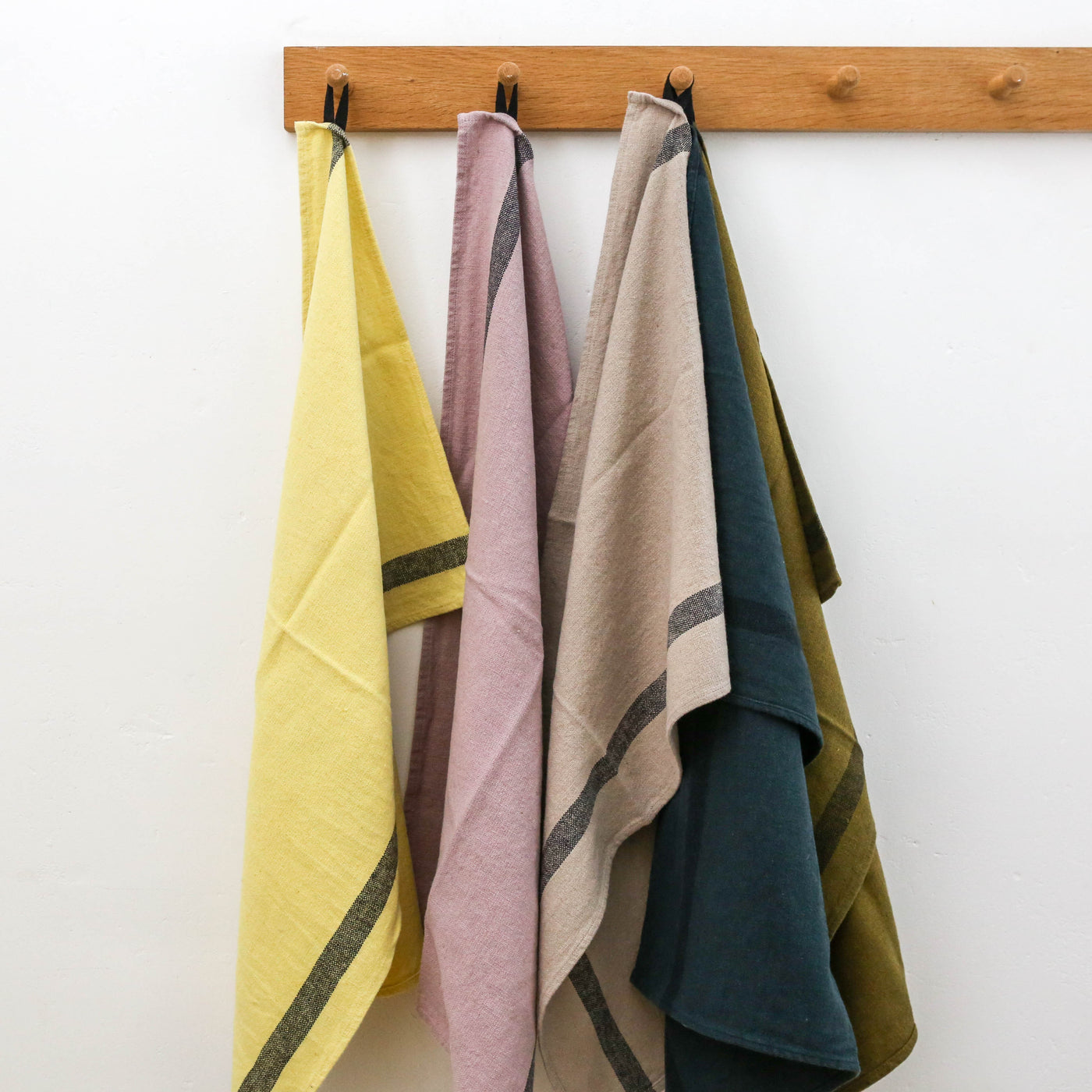 Linen Cotton Stripe Tea Towel - Olive