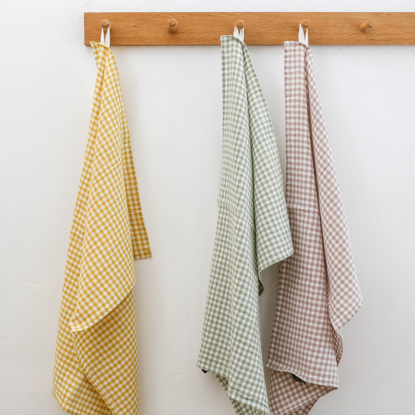 Washed Linen Cotton Gingham Check Tea Towel - Lemon