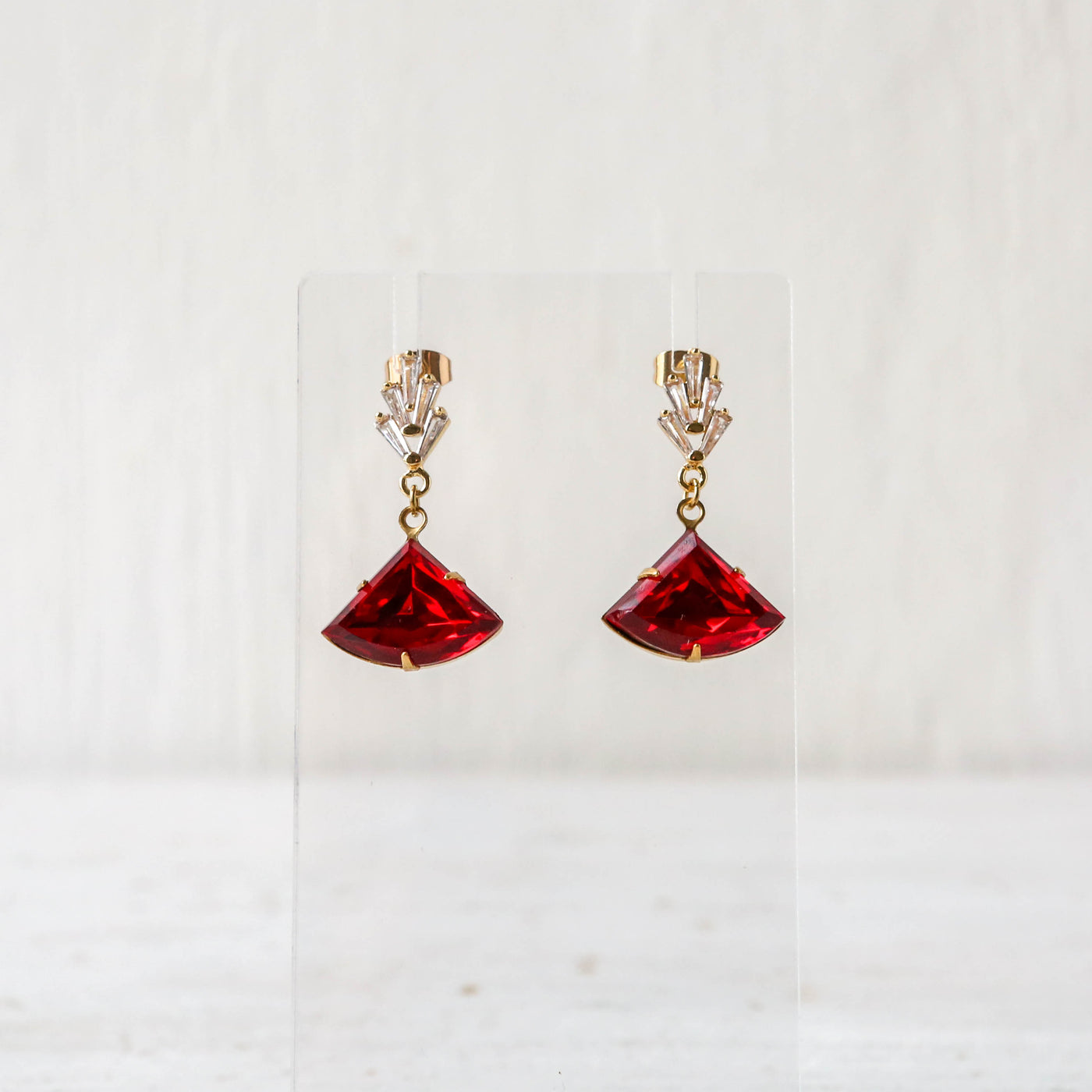 Deco Ruby Crystal Earrings