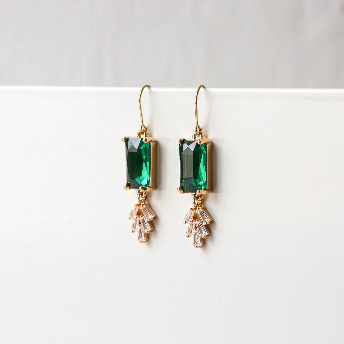 Vintage Emerald Crystal Chrysler Earrings