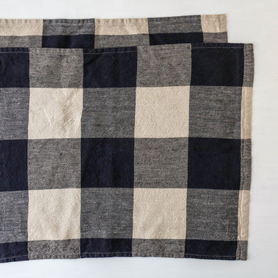 Pair of Rectangular Napkins or Placemats - Bold Navy Check