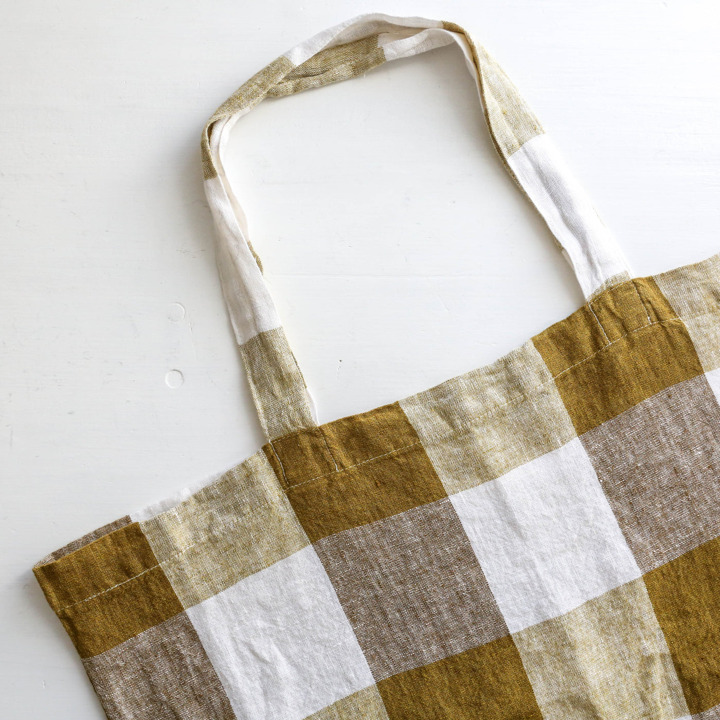 Washed Linen Cotton Sloppy Shoulder Bag - Bold Citrus Check