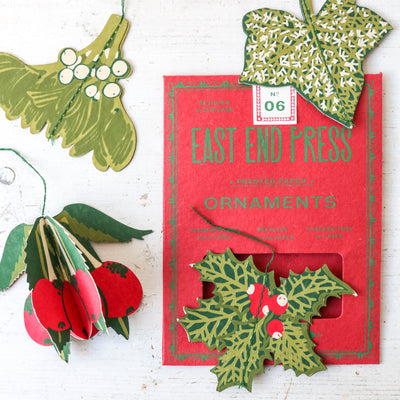 Festive Foliage Screen Printed Paper Ornaments