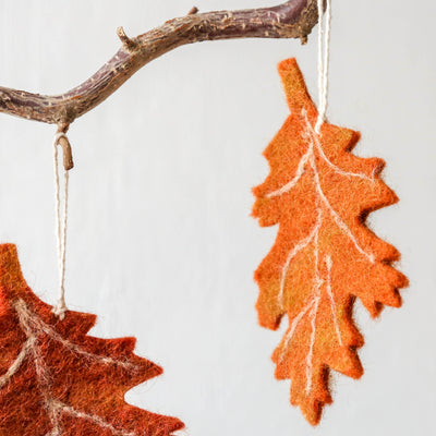 Trio of Autumn Felt Birch Leaves